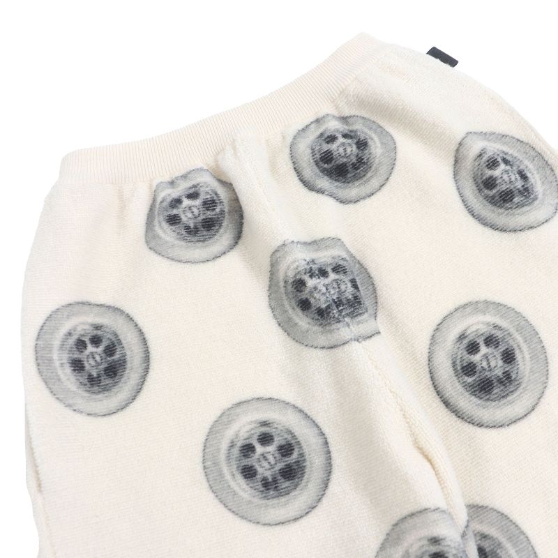 LOEWE H526y17k30 Tire Pattern Anagram Leather Patch Pile Jogger Pants Ivory S