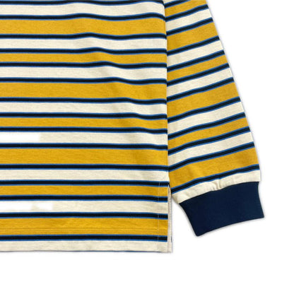 Gucci 23AW 758531 100% Cotton Striped Long Sleeve Polo Shirt With Back Logo