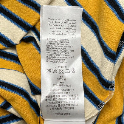 Gucci 23AW 758531 100% Cotton Striped Long Sleeve Polo Shirt With Back Logo