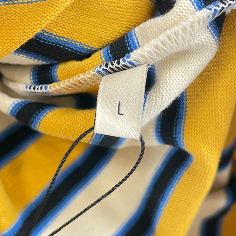 Gucci 23AW 758531 100% Cotton Striped Long Sleeve Polo Shirt With Back Logo