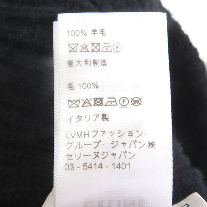 Celine 2a25r535q 100% Wool Logo Patch Beanie Knit Cap Knit Hat Black TU Made In