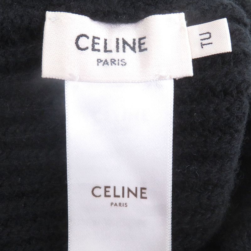 Celine 2a25r535q 100% Wool Logo Patch Beanie Knit Cap Knit Hat Black TU Made In