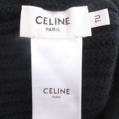 Celine 2a25r535q 100% Wool Logo Patch Beanie Knit Cap Knit Hat Black TU Made In