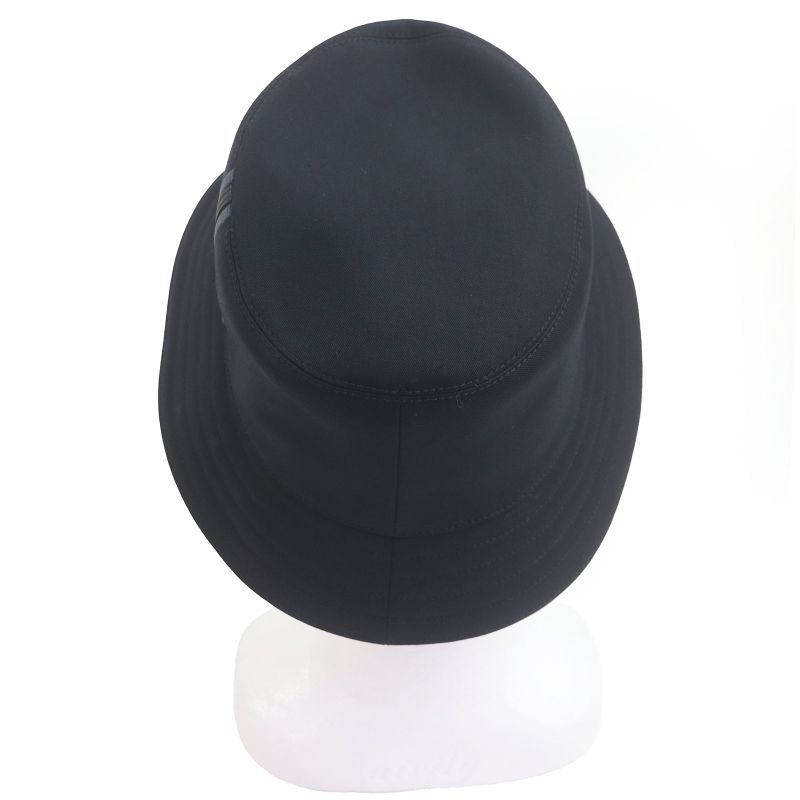 Hermes Fred H Stripe Leather Use Hat Bucket Hat Blue Nuit 58 With Box And