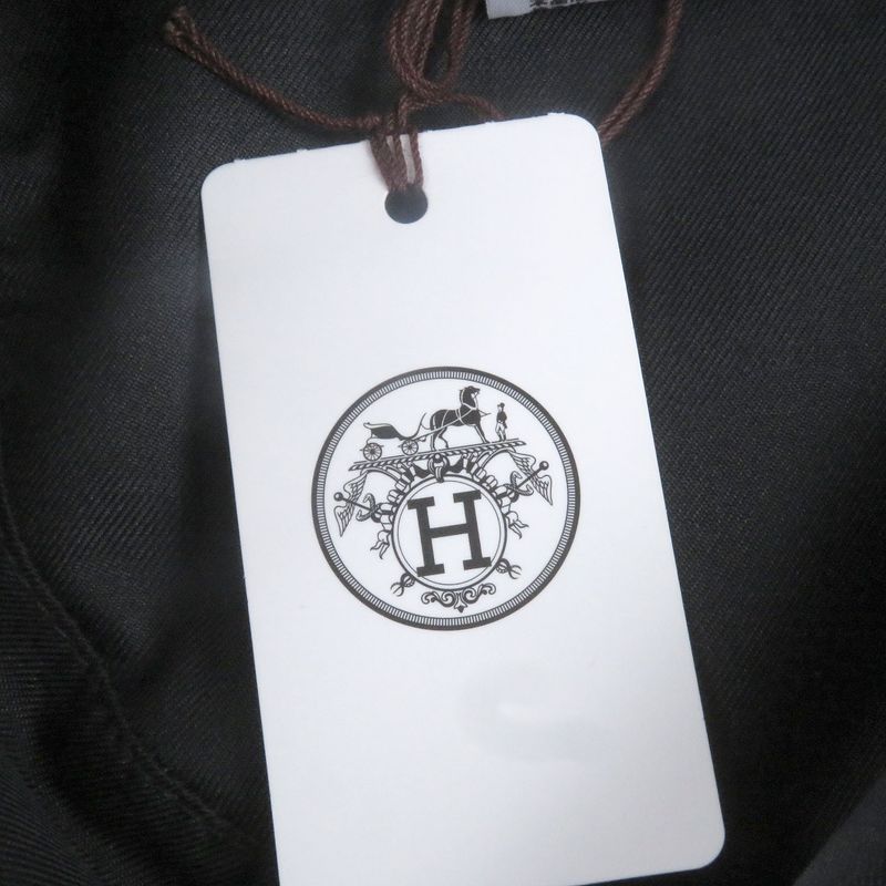 Hermes Fred H Stripe Leather Use Hat Bucket Hat Blue Nuit 58 With Box And