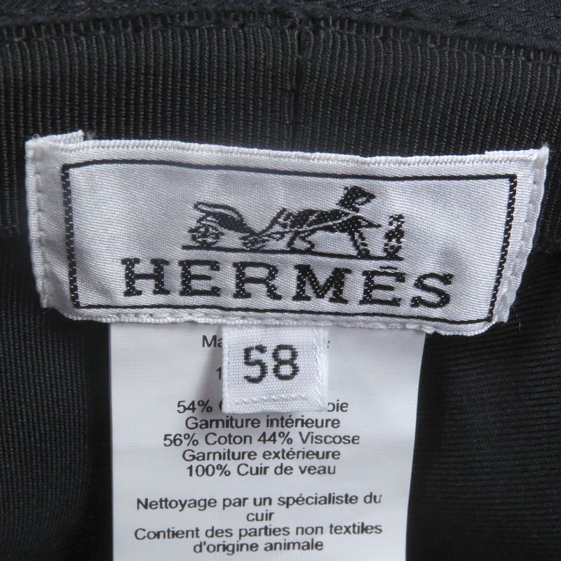 Hermes Fred H Stripe Leather Use Hat Bucket Hat Blue Nuit 58 With Box And