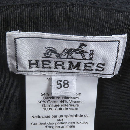 Hermes Fred H Stripe Leather Use Hat Bucket Hat Blue Nuit 58 With Box And