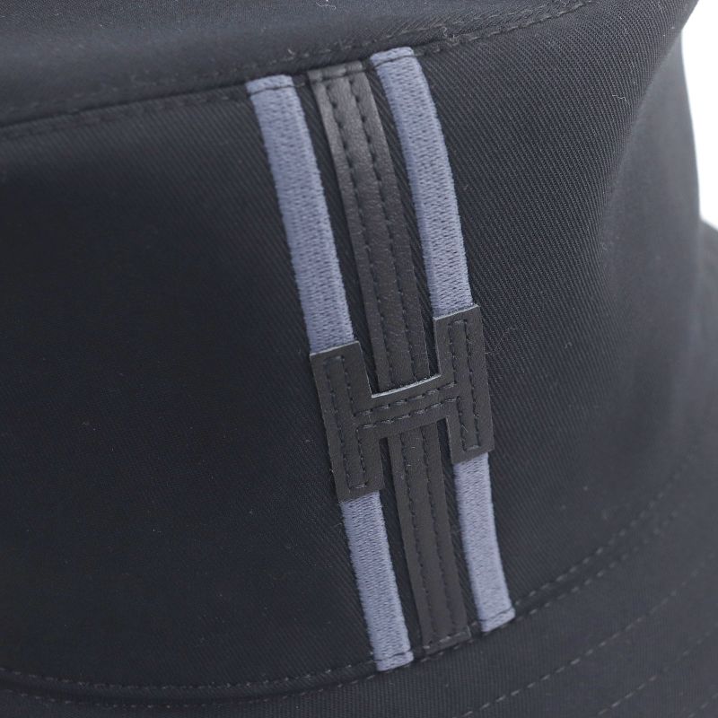 Hermes Fred H Stripe Leather Use Hat Bucket Hat Blue Nuit 58 With Box And