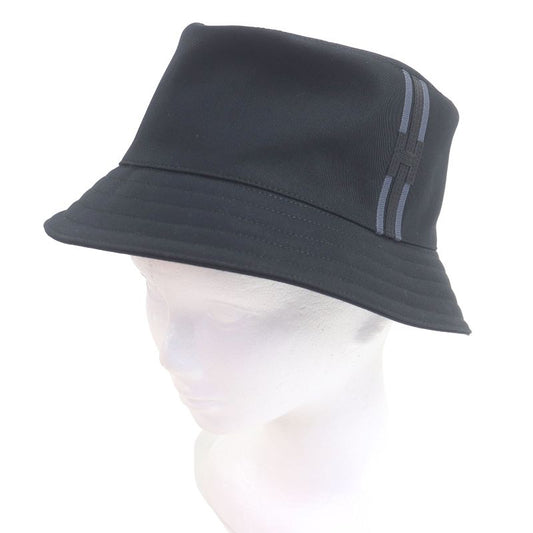 Hermes Fred H Stripe Leather Use Hat Bucket Hat Blue Nuit 58 With Box And