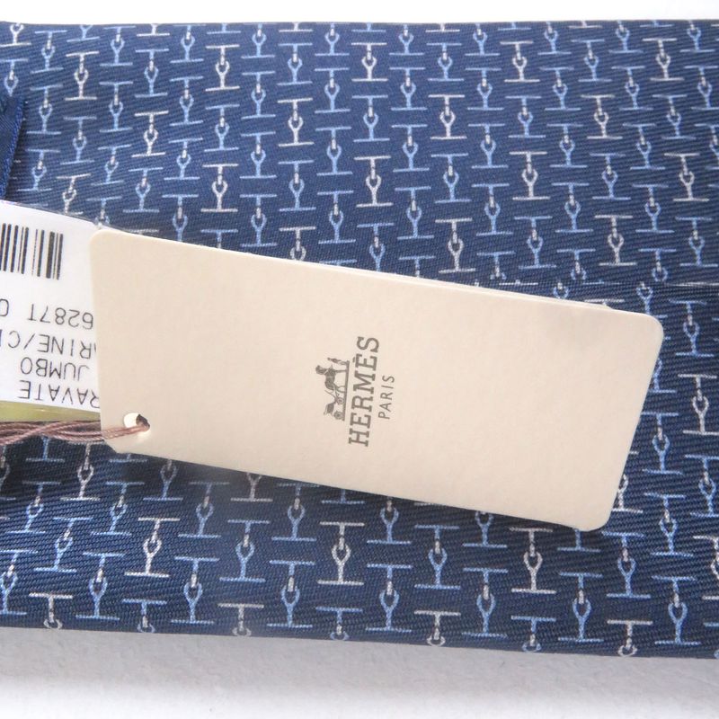 Hermes 2022 6287 EA 100% Silk H Jumbo All-over Design Cravat Tie With Marine