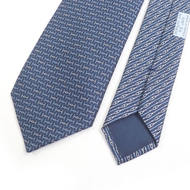 Hermes 2022 6287 EA 100% Silk H Jumbo All-over Design Cravat Tie With Marine