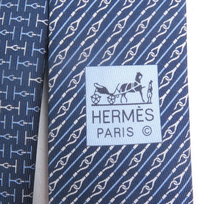 Hermes 2022 6287 EA 100% Silk H Jumbo All-over Design Cravat Tie With Marine