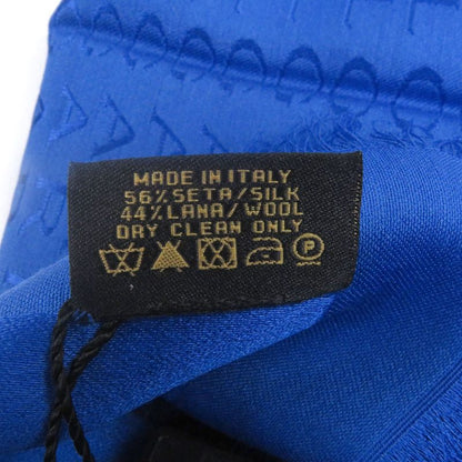 Bvlgari Silk Wool Logo All Over Fringe Large Shawl Scarf Navy With Box Made In