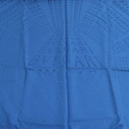 Bvlgari Silk Wool Logo All Over Fringe Large Shawl Scarf Navy With Box Made In