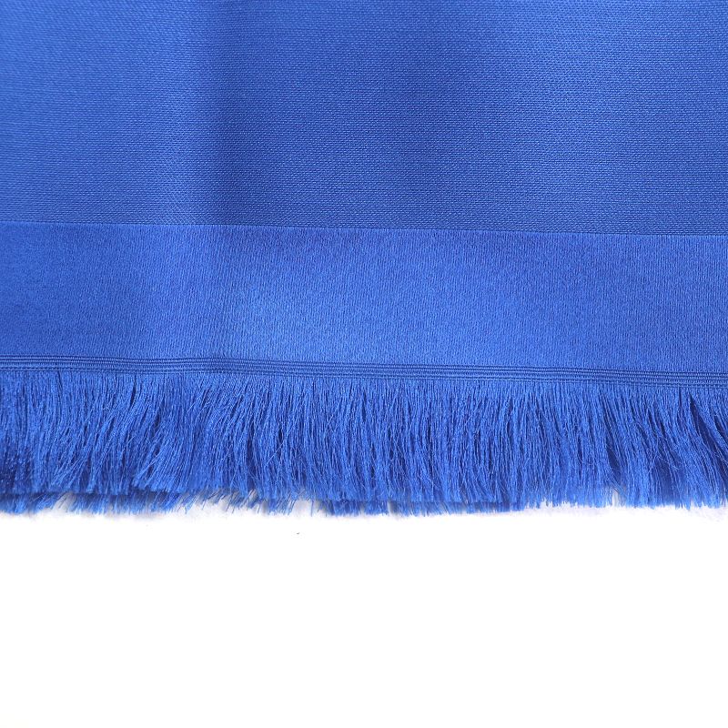 Bvlgari Silk Wool Logo All Over Fringe Large Shawl Scarf Navy With Box Made In