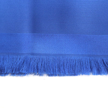 Bvlgari Silk Wool Logo All Over Fringe Large Shawl Scarf Navy With Box Made In