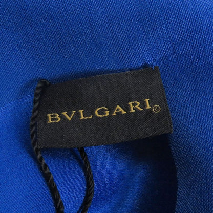 Bvlgari Silk Wool Logo All Over Fringe Large Shawl Scarf Navy With Box Made In