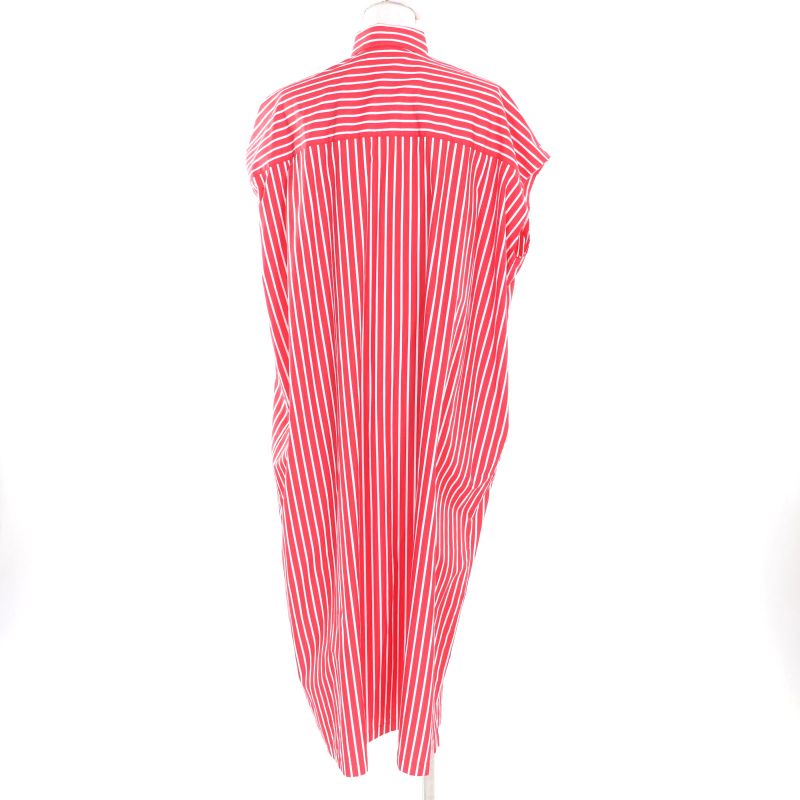 Balenciaga 576677 100% Cotton Striped Sleeveless Shirt Dress Red White 32 Made
