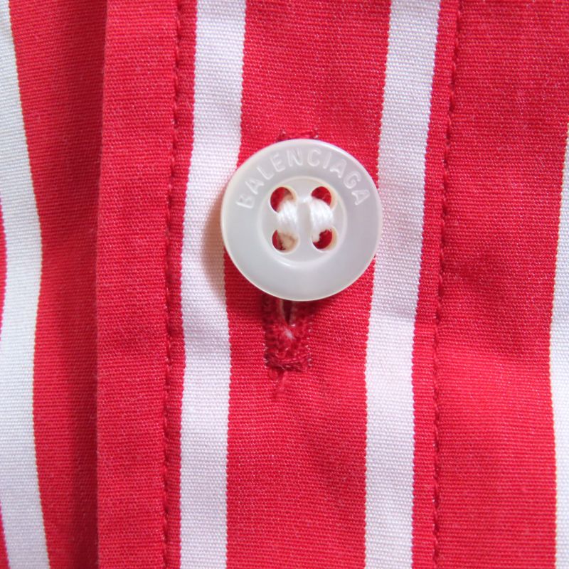 Balenciaga 576677 100% Cotton Striped Sleeveless Shirt Dress Red White 32 Made