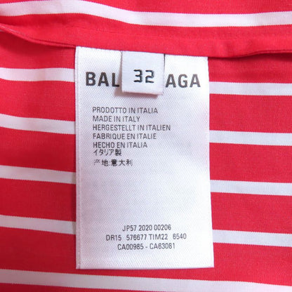 Balenciaga 576677 100% Cotton Striped Sleeveless Shirt Dress Red White 32 Made