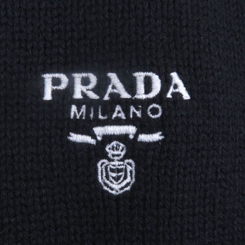 Prada 2023 Umr576 100% Cashmere Logo Embroidery Embroidered Embroidery Mock
