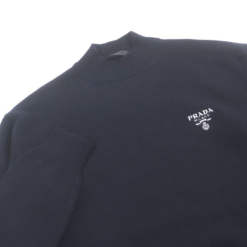 Prada 2023 Umr576 100% Cashmere Logo Embroidery Embroidered Embroidery Mock