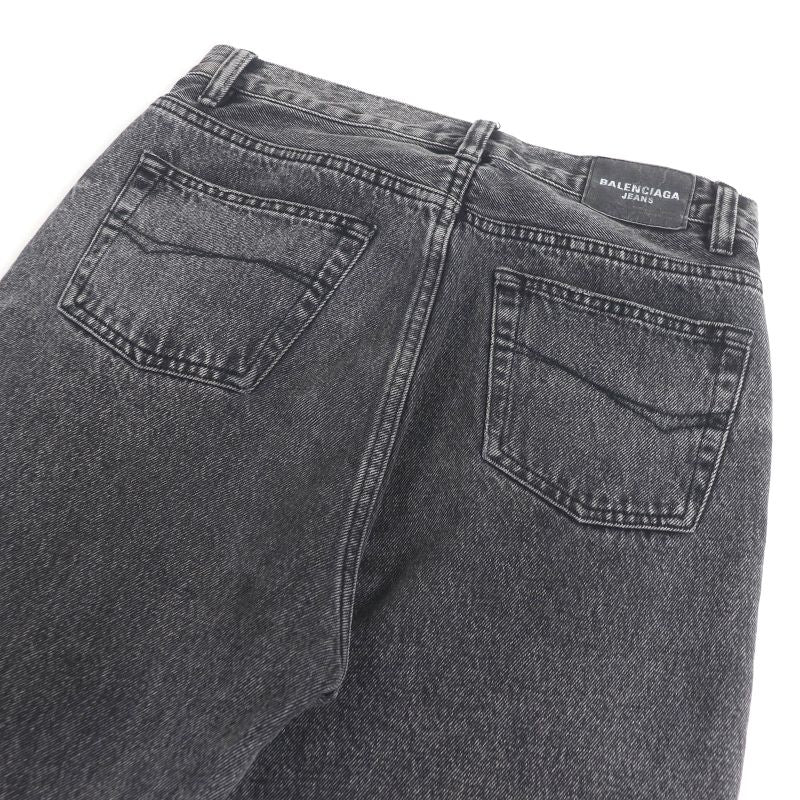 Balenciaga 22AW 697829 Flared Denim Washed Flared Denim Pants Black XXS Made In