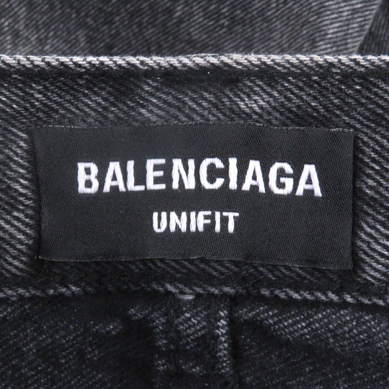 Balenciaga 22AW 697829 Flared Denim Washed Flared Denim Pants Black XXS Made In
