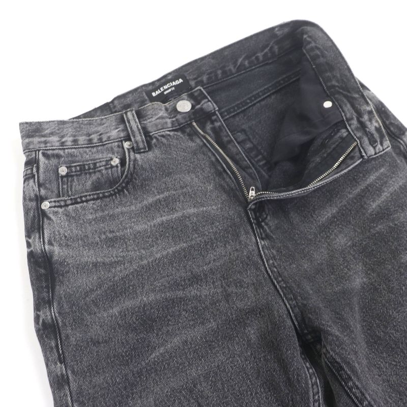 Balenciaga 22AW 697829 Flared Denim Washed Flared Denim Pants Black XXS Made In