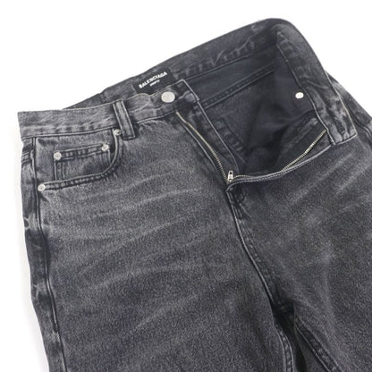 Balenciaga 22AW 697829 Flared Denim Washed Flared Denim Pants Black XXS Made In