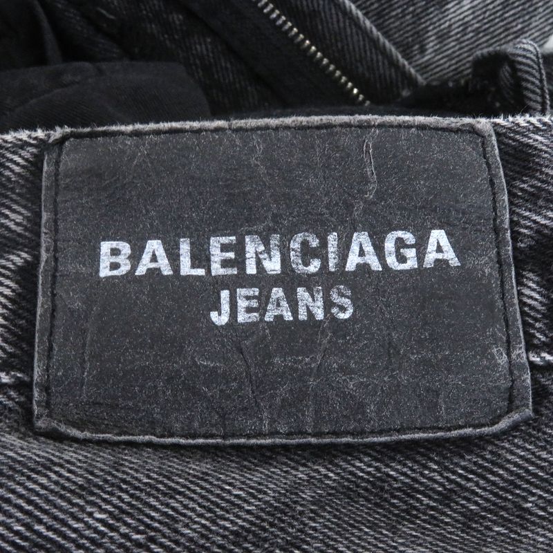 Balenciaga 22AW 697829 Flared Denim Washed Flared Denim Pants Black XXS Made In