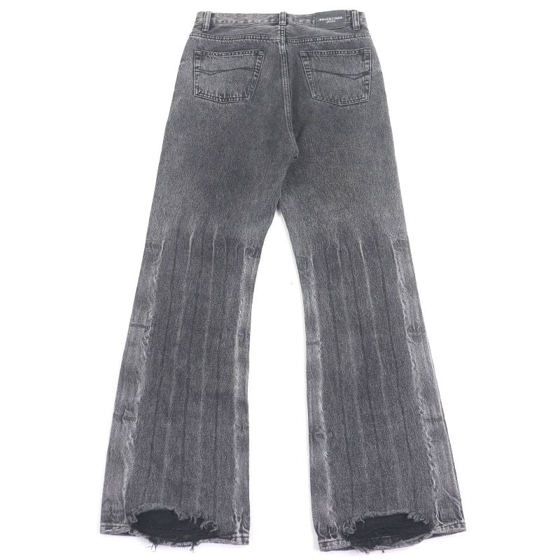 Balenciaga 22AW 697829 Flared Denim Washed Flared Denim Pants Black XXS Made In