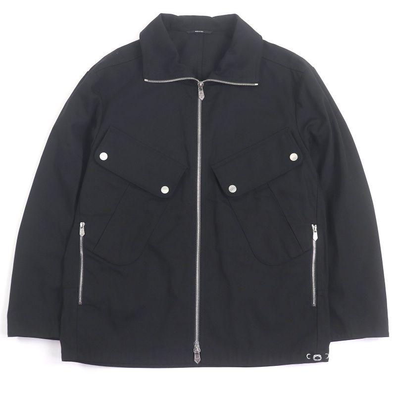 Hermes Serie Button H Logo Zip Jacket Black Blouson 46 With Hanger And Garment