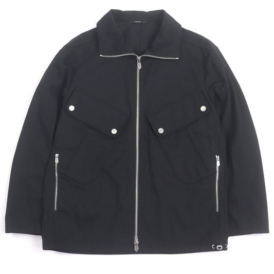 Hermes Serie Button H Logo Zip Jacket Black Blouson 46 With Hanger And Garment