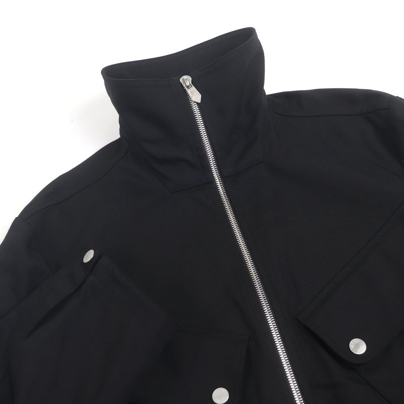 Hermes Serie Button H Logo Zip Jacket Black Blouson 46 With Hanger And Garment