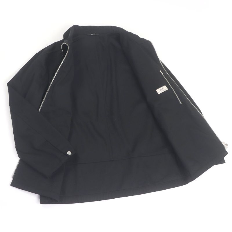 Hermes Serie Button H Logo Zip Jacket Black Blouson 46 With Hanger And Garment