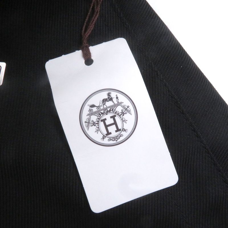 Hermes Serie Button H Logo Zip Jacket Black Blouson 46 With Hanger And Garment