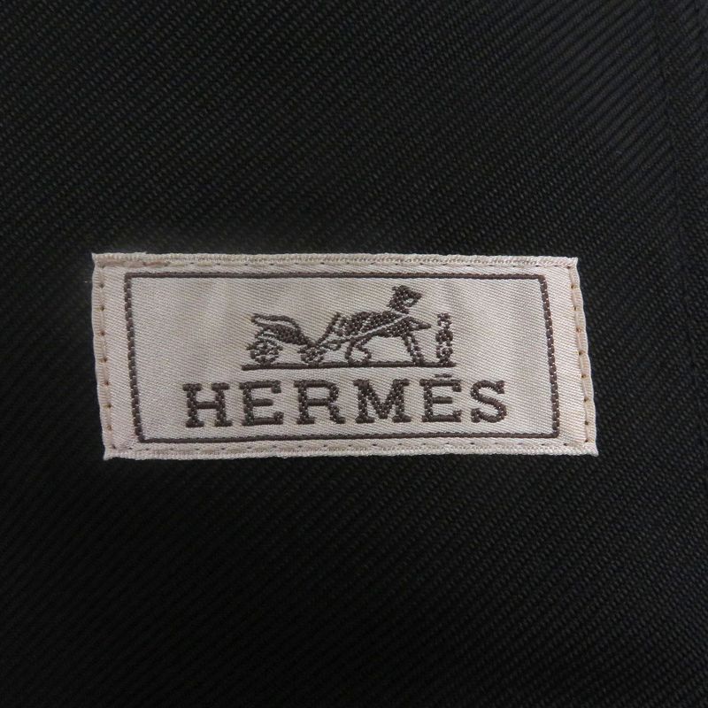 Hermes Serie Button H Logo Zip Jacket Black Blouson 46 With Hanger And Garment