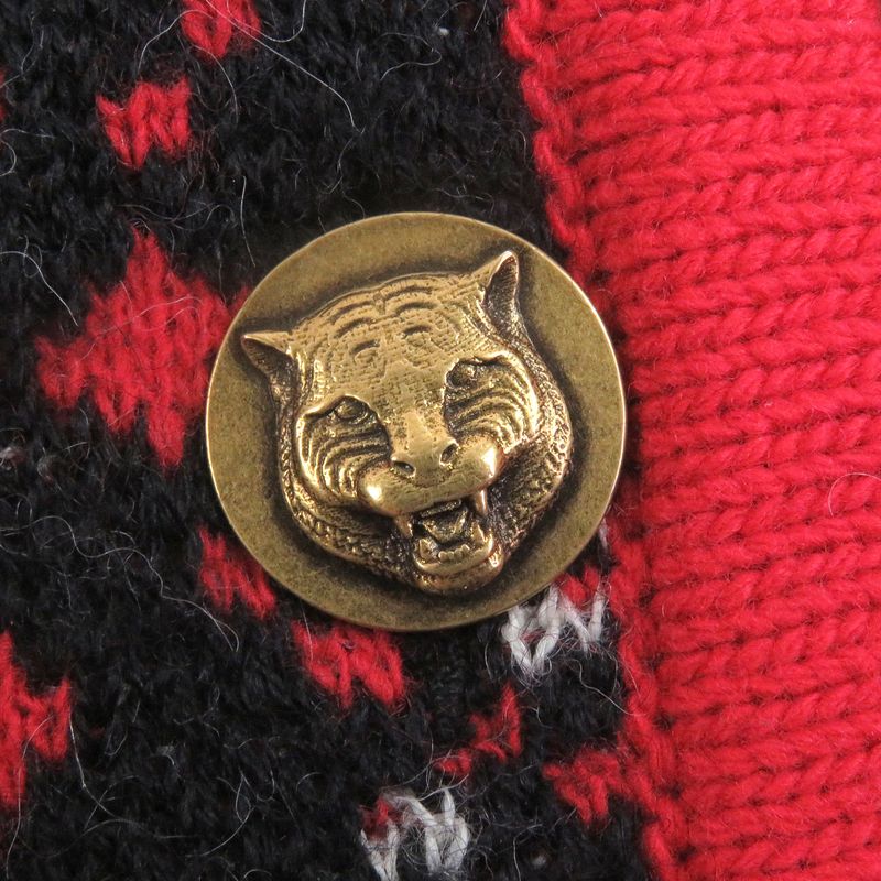 Gucci 543433 Alpaca Wool Taiga - Head Gold Buttons GG Jacquard Knit Cardigan