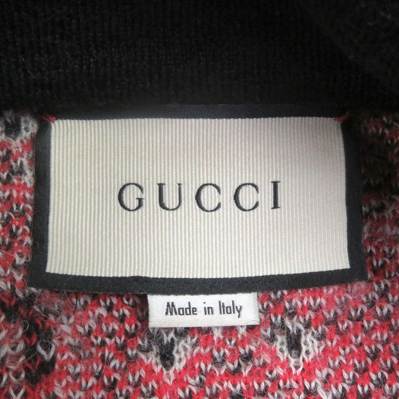 Gucci 543433 Alpaca Wool Taiga - Head Gold Buttons GG Jacquard Knit Cardigan