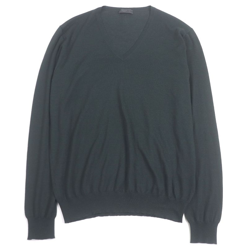 Prada 2022 Umb221 100% Cashmere V-neck Light Hand Long Sleeve Knit Sweater