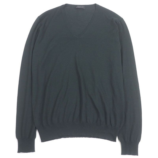 Prada 2022 Umb221 100% Cashmere V-neck Light Hand Long Sleeve Knit Sweater