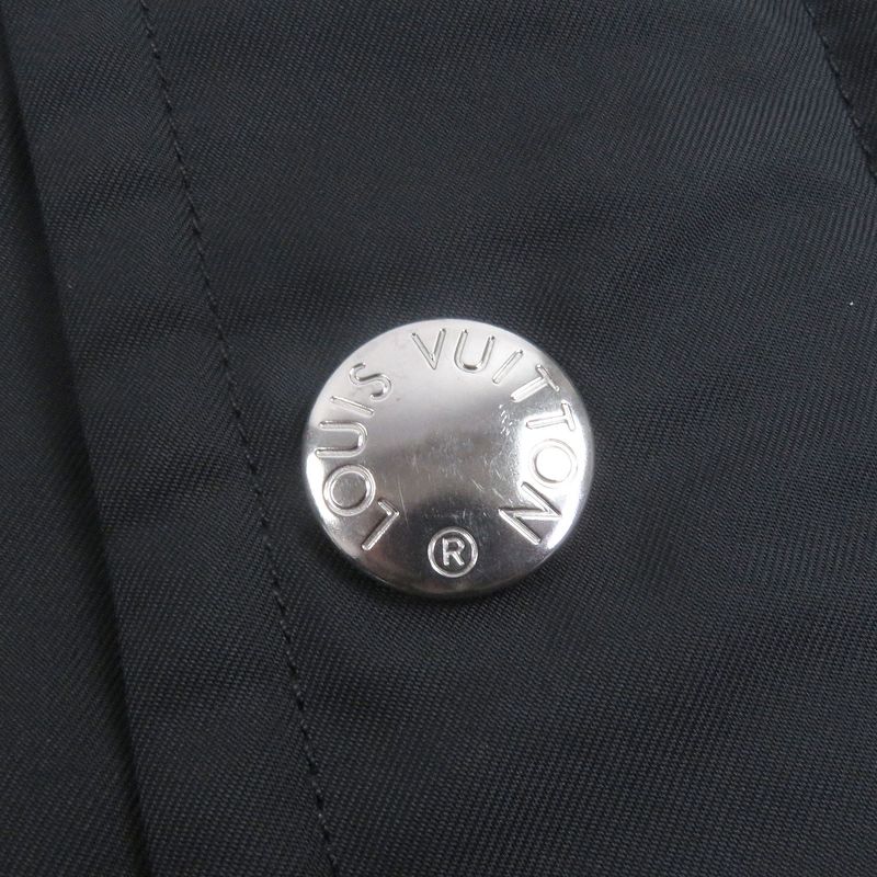 Louis Vuitton Logo Silver Hardware Stand Collar Nylon Coat Mod Coat Navy 46
