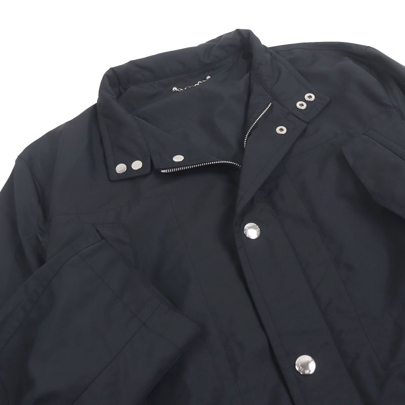 Louis Vuitton Logo Silver Hardware Stand Collar Nylon Coat Mod Coat Navy 46