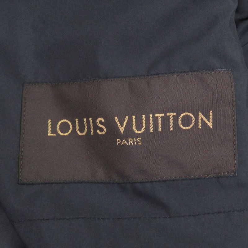 Louis Vuitton Logo Silver Hardware Stand Collar Nylon Coat Mod Coat Navy 46