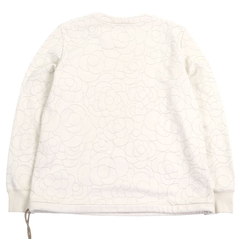 CHANEL P59465 Coco Mark Button Camellia Stitch Rare Size Sweatshirt Beige 46