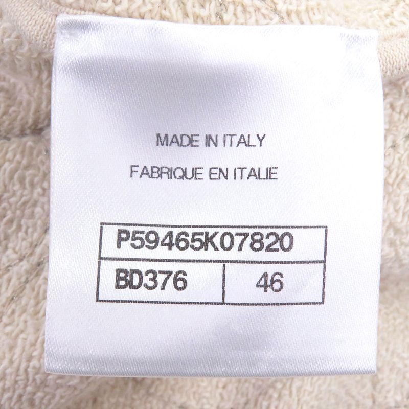 CHANEL P59465 Coco Mark Button Camellia Stitch Rare Size Sweatshirt Beige 46