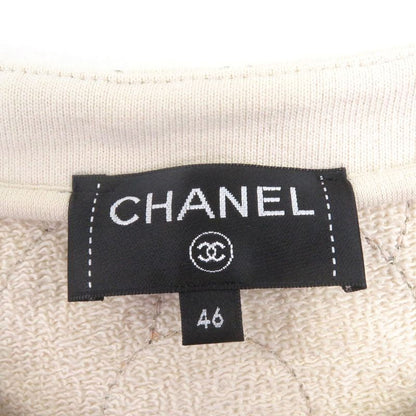 CHANEL P59465 Coco Mark Button Camellia Stitch Rare Size Sweatshirt Beige 46