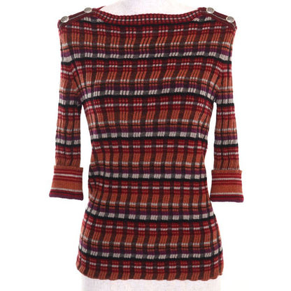 CHANEL P59263 Alpaca Wool Coco Mark With Ikari Button Boat Neck Short Sleeve