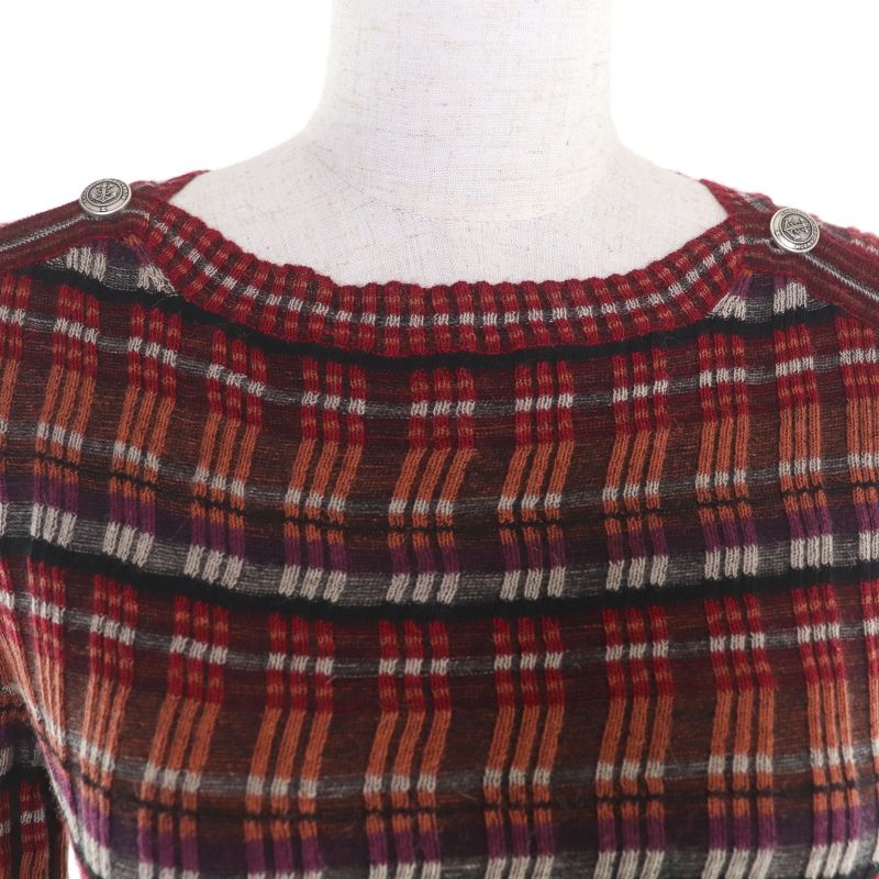 CHANEL P59263 Alpaca Wool Coco Mark With Ikari Button Boat Neck Short Sleeve